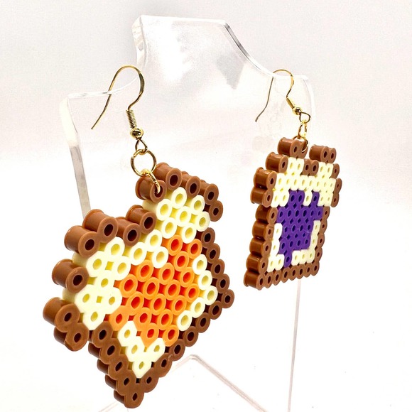 8-Bit Toast Earrings - PB&J Earrings - Peanut Butter Jelly Toast - Butter Toast - Picture 6 of 10